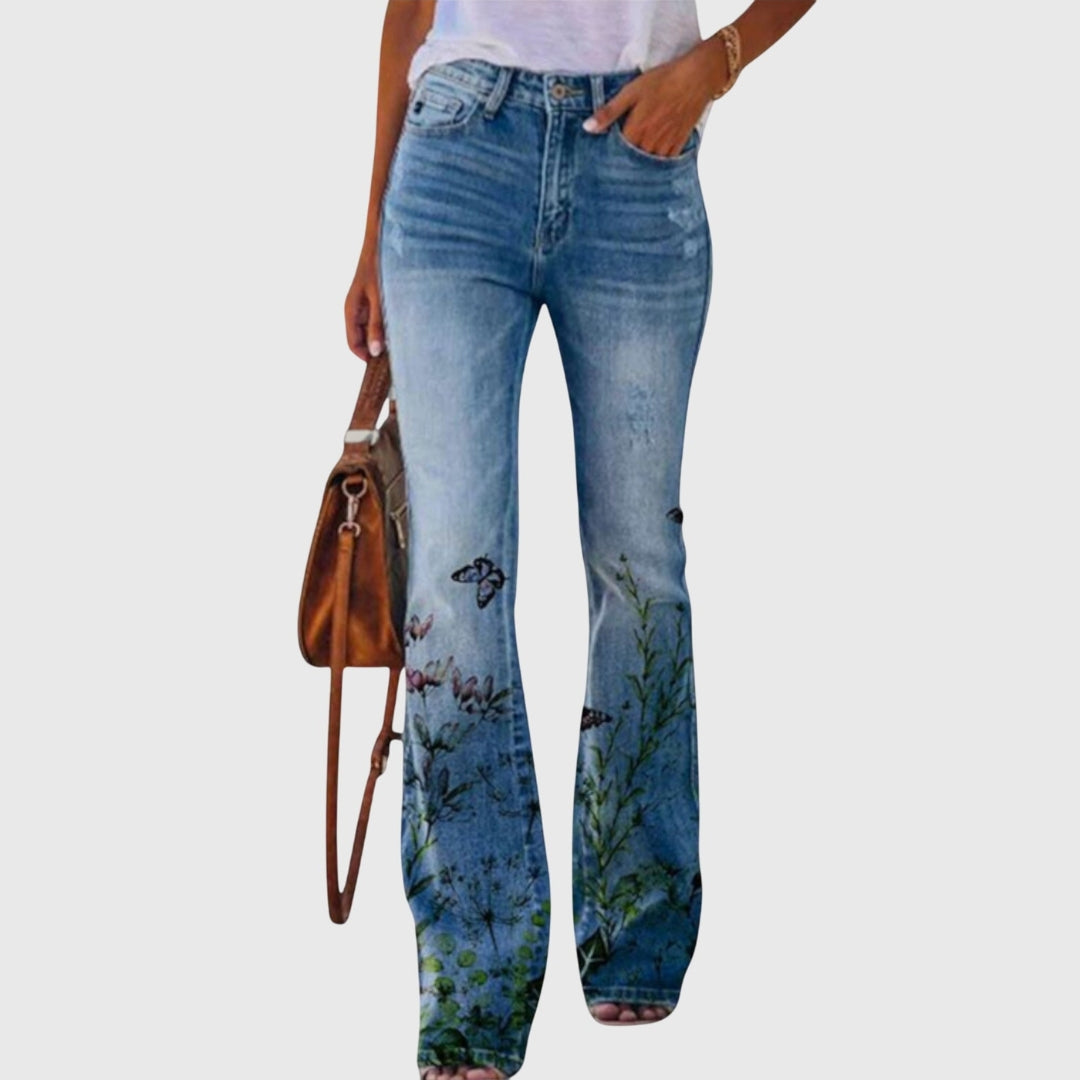 Susie | Dame Blomsterprint Skinny Jeans