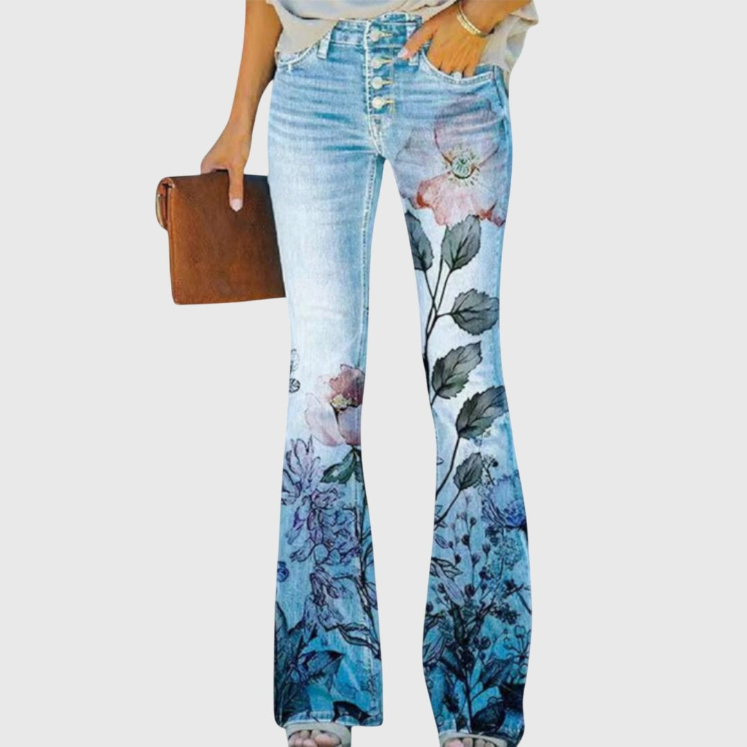 Susie | Dame Blomsterprint Skinny Jeans