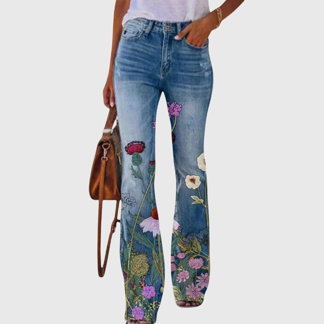 Susie | Dame Blomsterprint Skinny Jeans