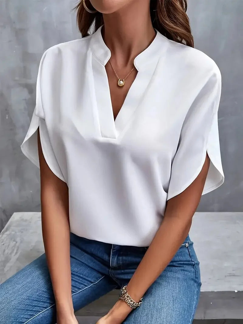 Annemie | Stilfuld V-Hals Flydende Bluse
