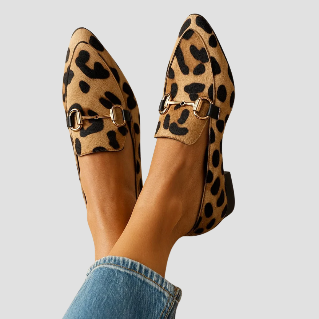 Edna | Dame Leopard Print Loafer Flats