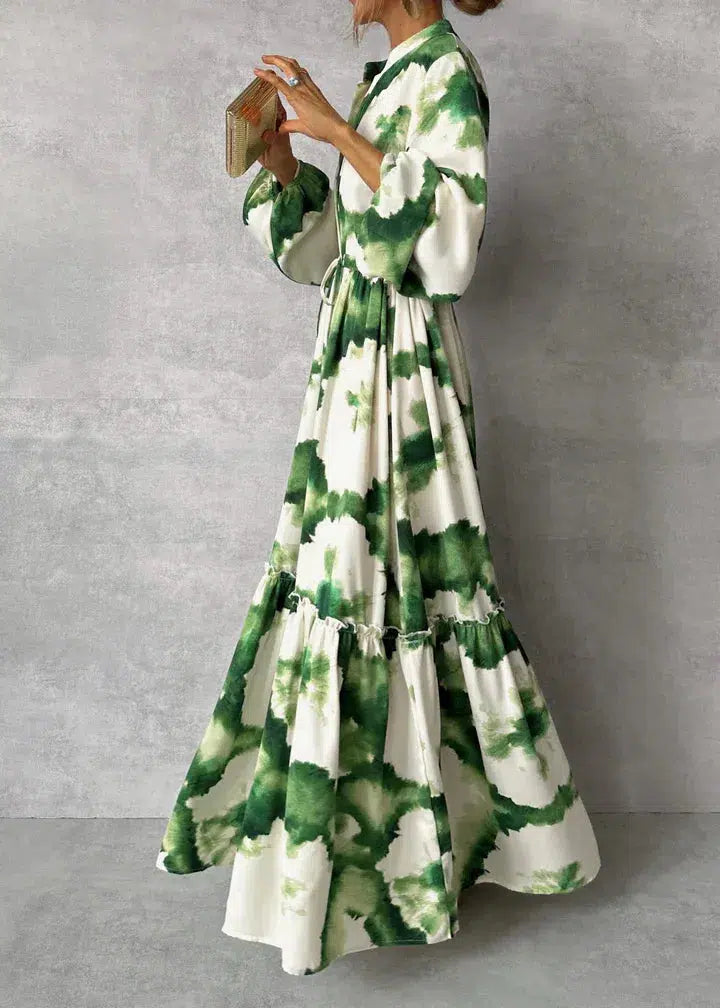 Nikoline | Elegant Og Stilfuld Lang Kjole Med Print