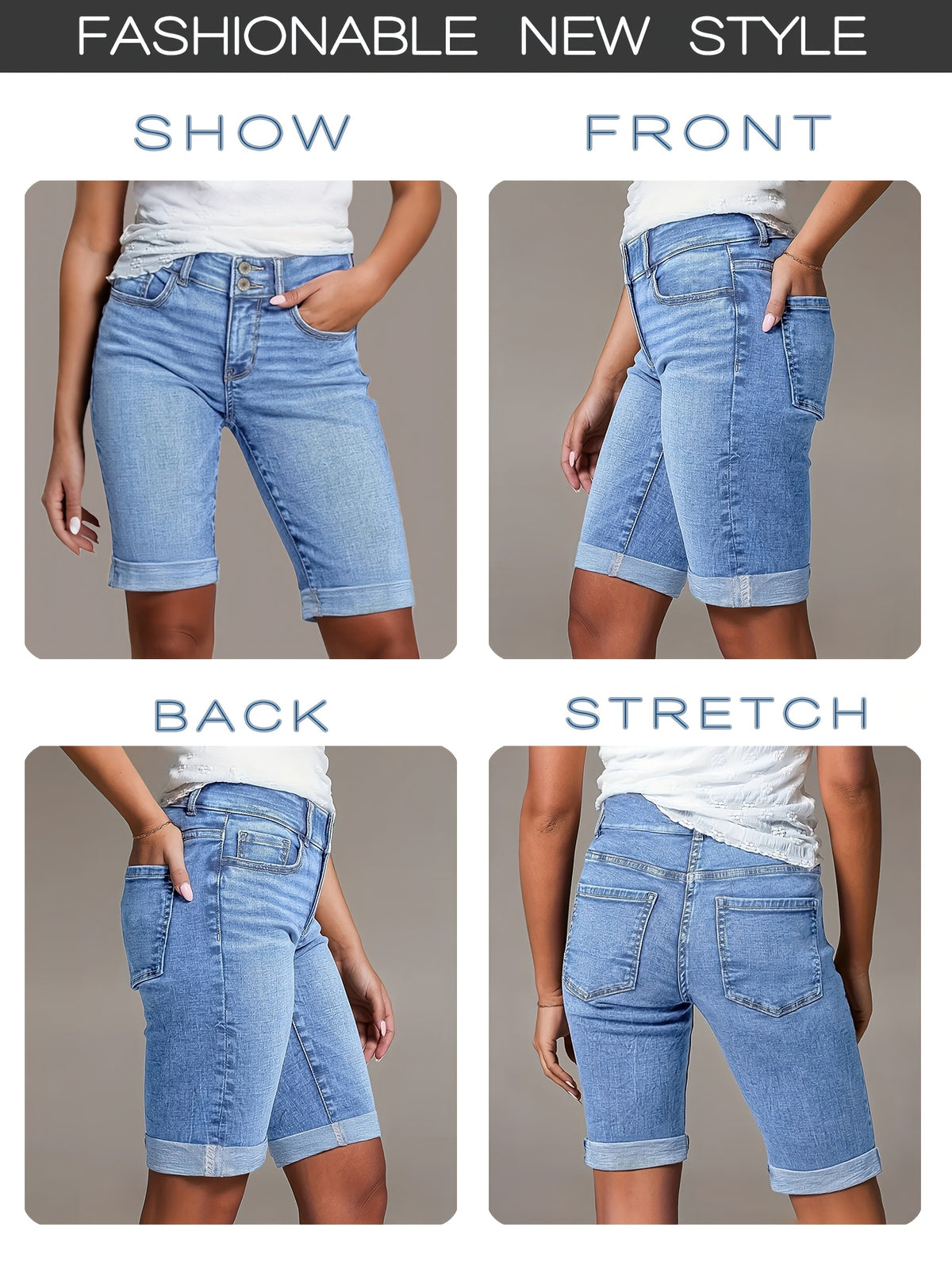 Alberte™ | Bløde stretch-denimshorts