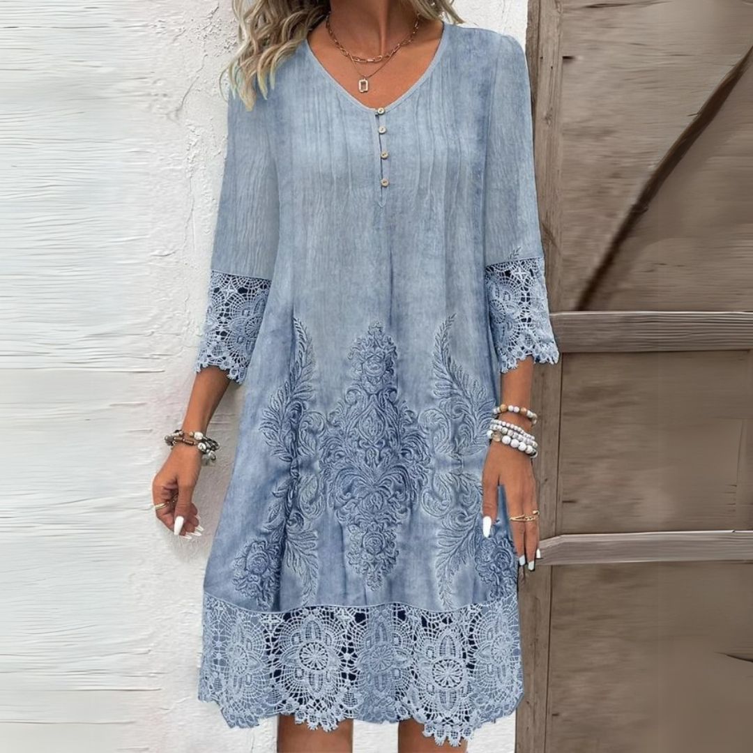 Ester | Dame Vintage Blondekant Løs Kjole