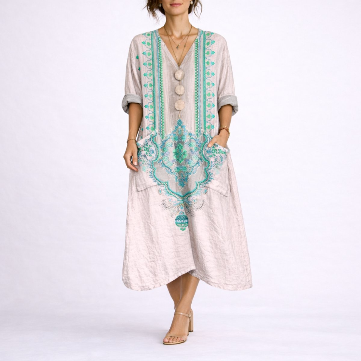Nora | Bohemeprint Maxi Kaftan Kjole til Bryllupsgæster om Efteråret