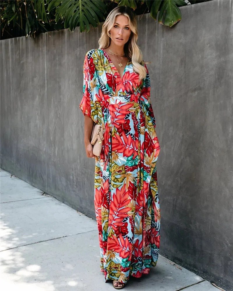 Nora | Boho Kimono Wrap Maxikjole Tropisk Print