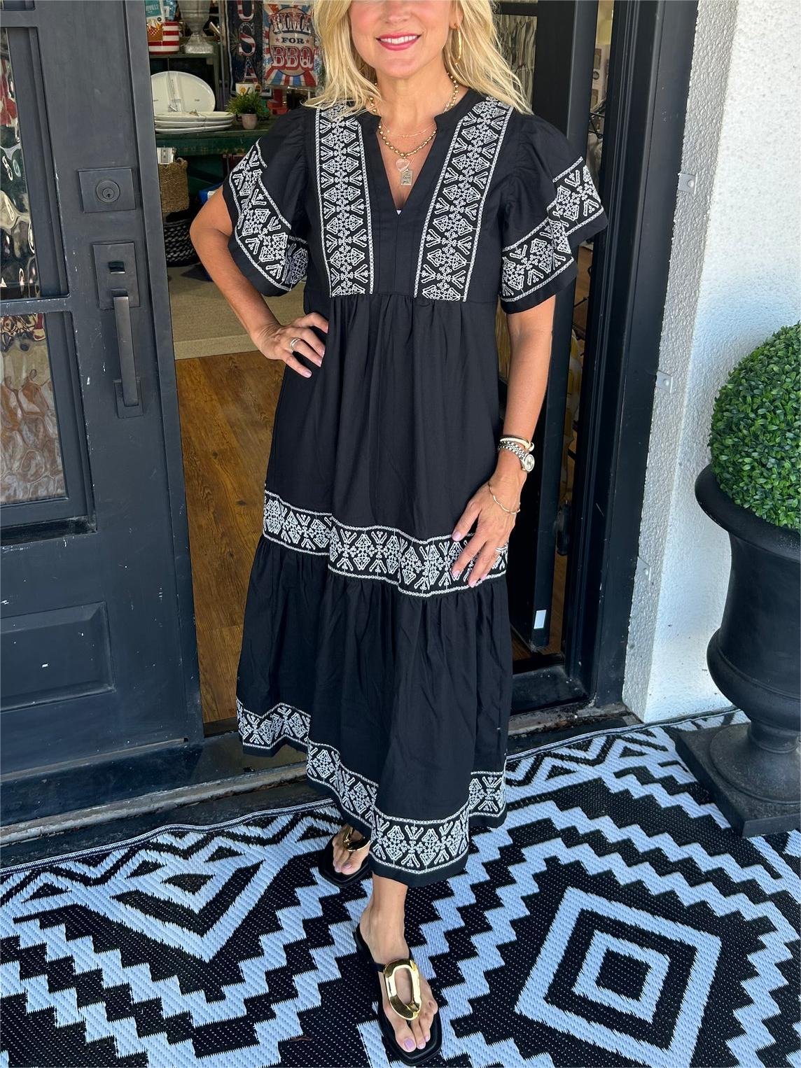 Liv | Boho Kjole Løs Pasform Blød Drapering Mavekontrol