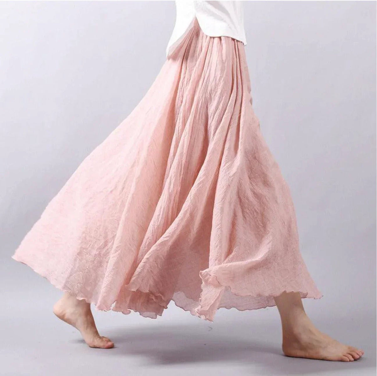 Laura | Boho Maxi Nederdel Høj Talje Bomuldsblanding Elegant