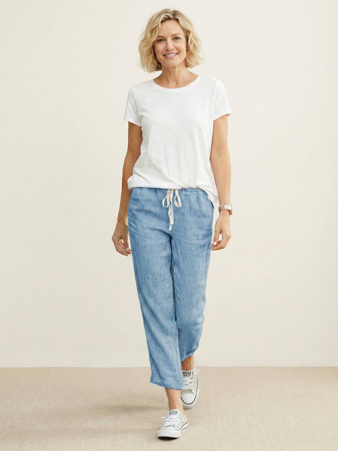Susanne | Dame Snøre Talje Afslappede Slim Fit Bukser