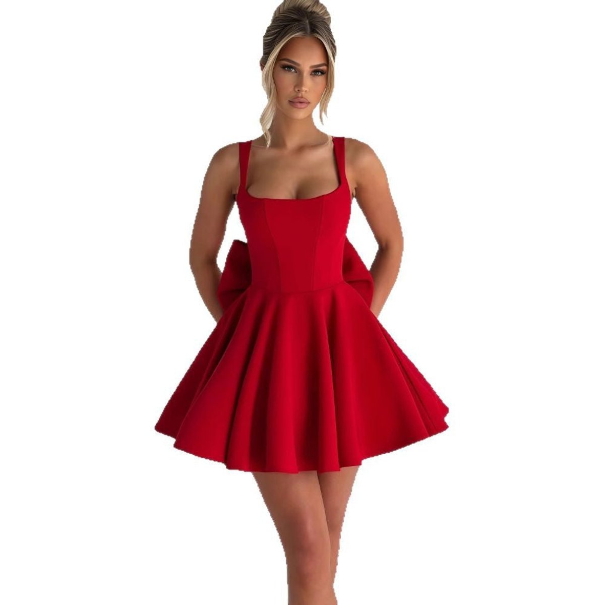 Anna | Dame A-line Cocktail Dress Sløjfe Flæseskørt Selekjole