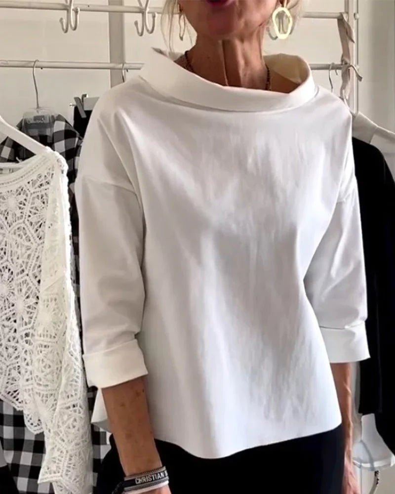 Olivia | Dame Afslappet Bateau-hals Bluse med 3/4-ærmer Dropped Shoulder