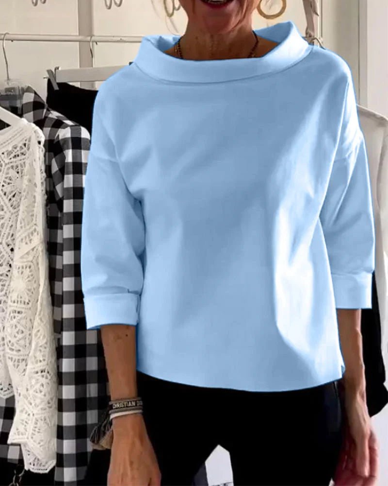 Olivia | Dame Afslappet Bateau-hals Bluse med 3/4-ærmer Dropped Shoulder