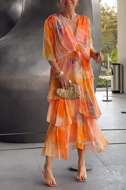 Freja | Dame Blomster Chiffon Lagdelt Kjole