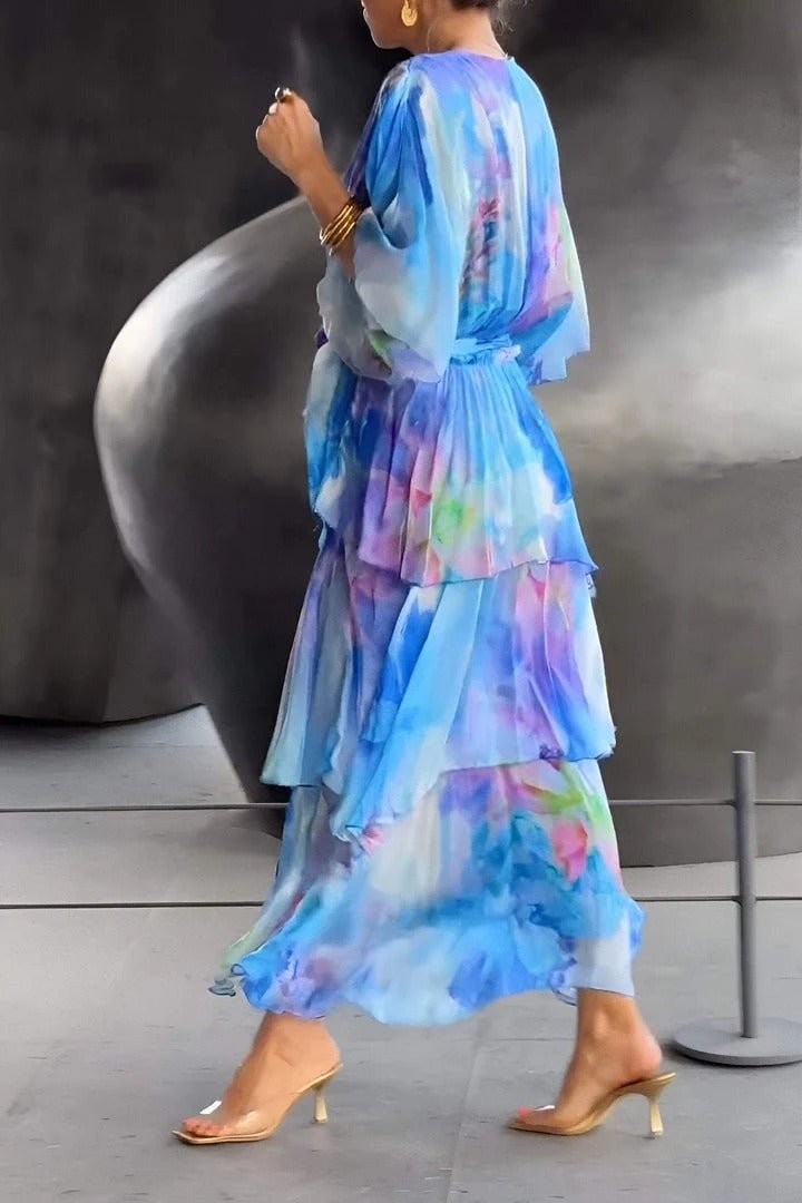 Freja | Dame Blomster Chiffon Lagdelt Kjole