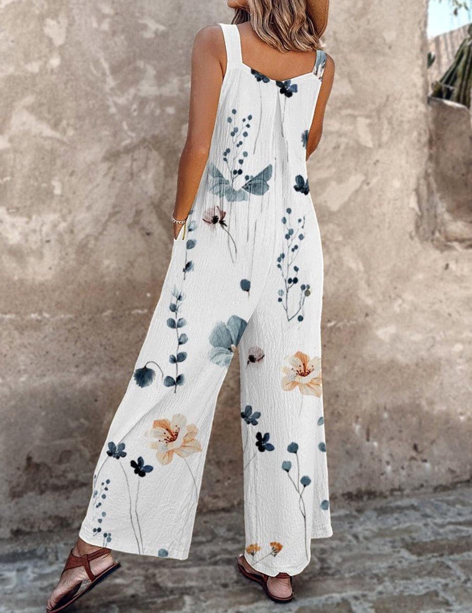 Ida | Dame Blomsterprint Wide-Leg Overalls Ærmeløs Jumpsuit