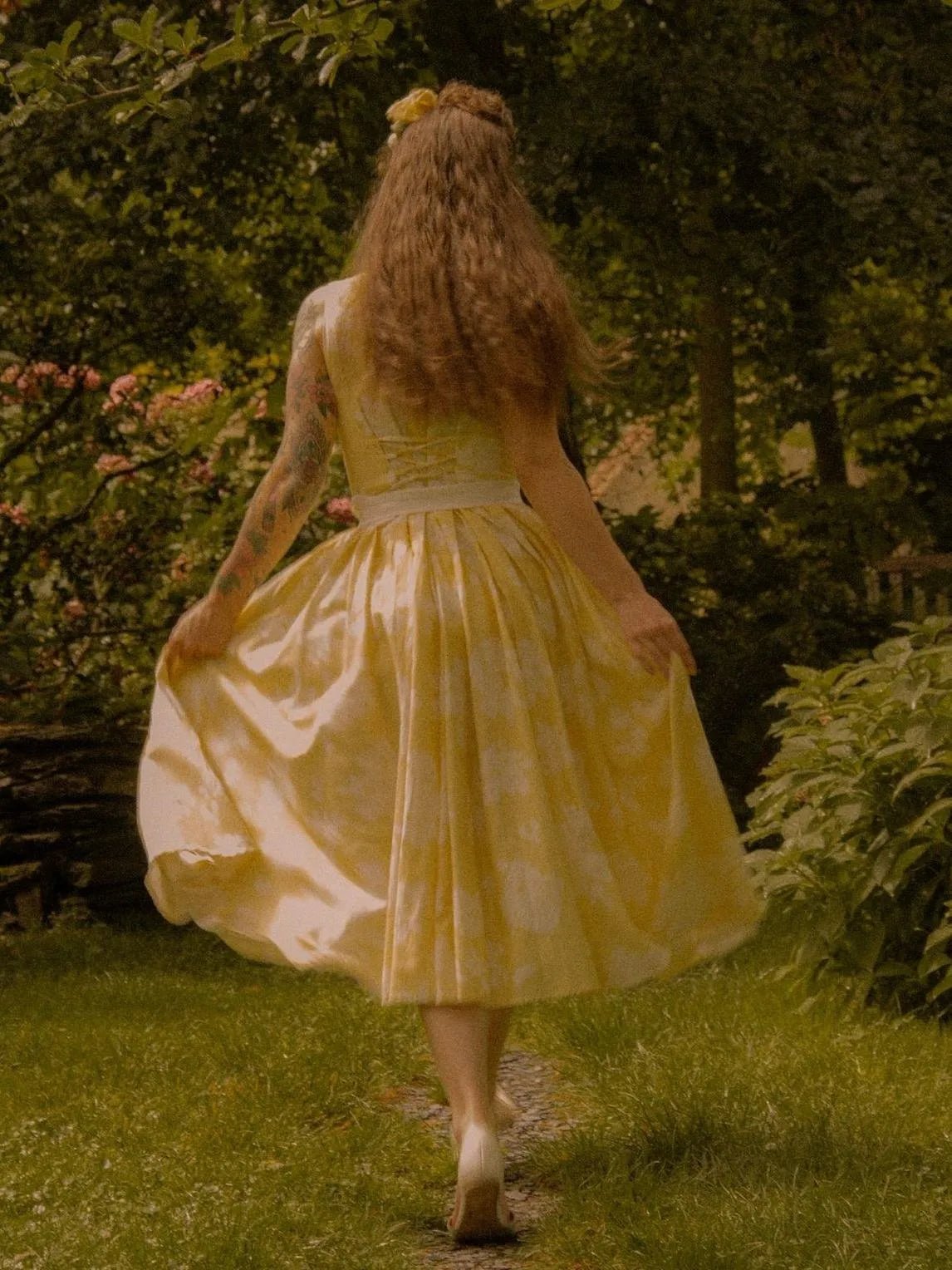 Isabella | Dame Blomstret Linen Midi Kjole Ærmeløs