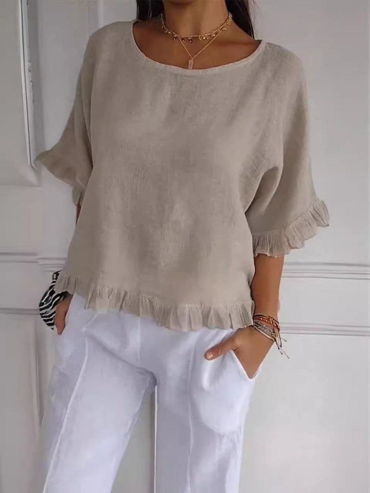 Maja | Dame Casual Elegant Bluse med Flæse Detaljer