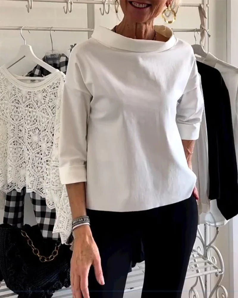 Ella | Dame Cowl Neck 3/4 Ærme Casual Bluse