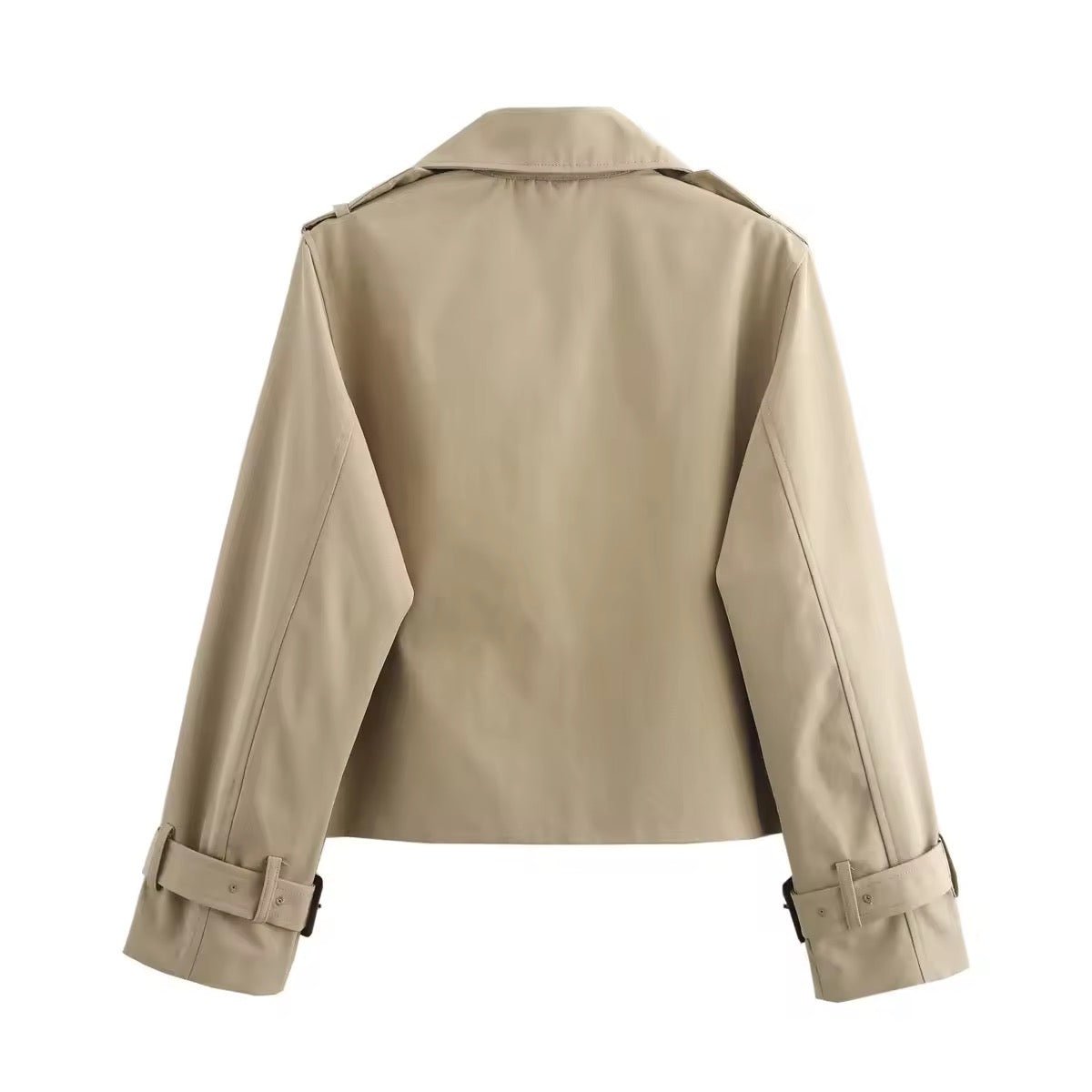 Ella | Dame Cropped Dobbeltknappet Trench Coat Bæltedetalje