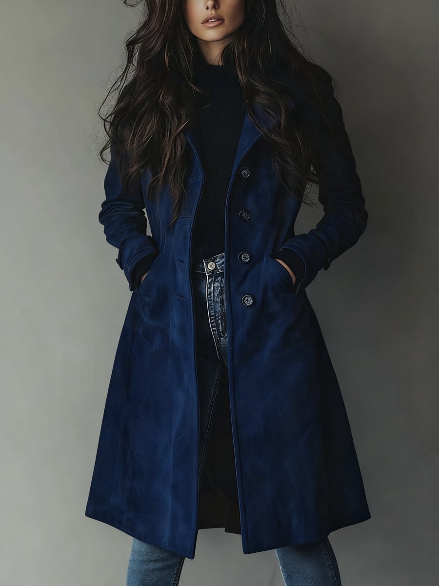 Mathilde | Dame Dobbeltknappet Longline Trench Coat Klassisk Skræddersyet Frakke