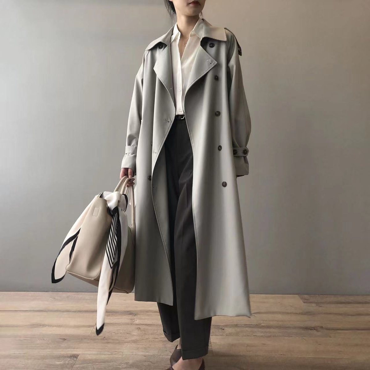 Lea | Dame Dobbeltknappet Vandafvisende Longline Trench Coat
