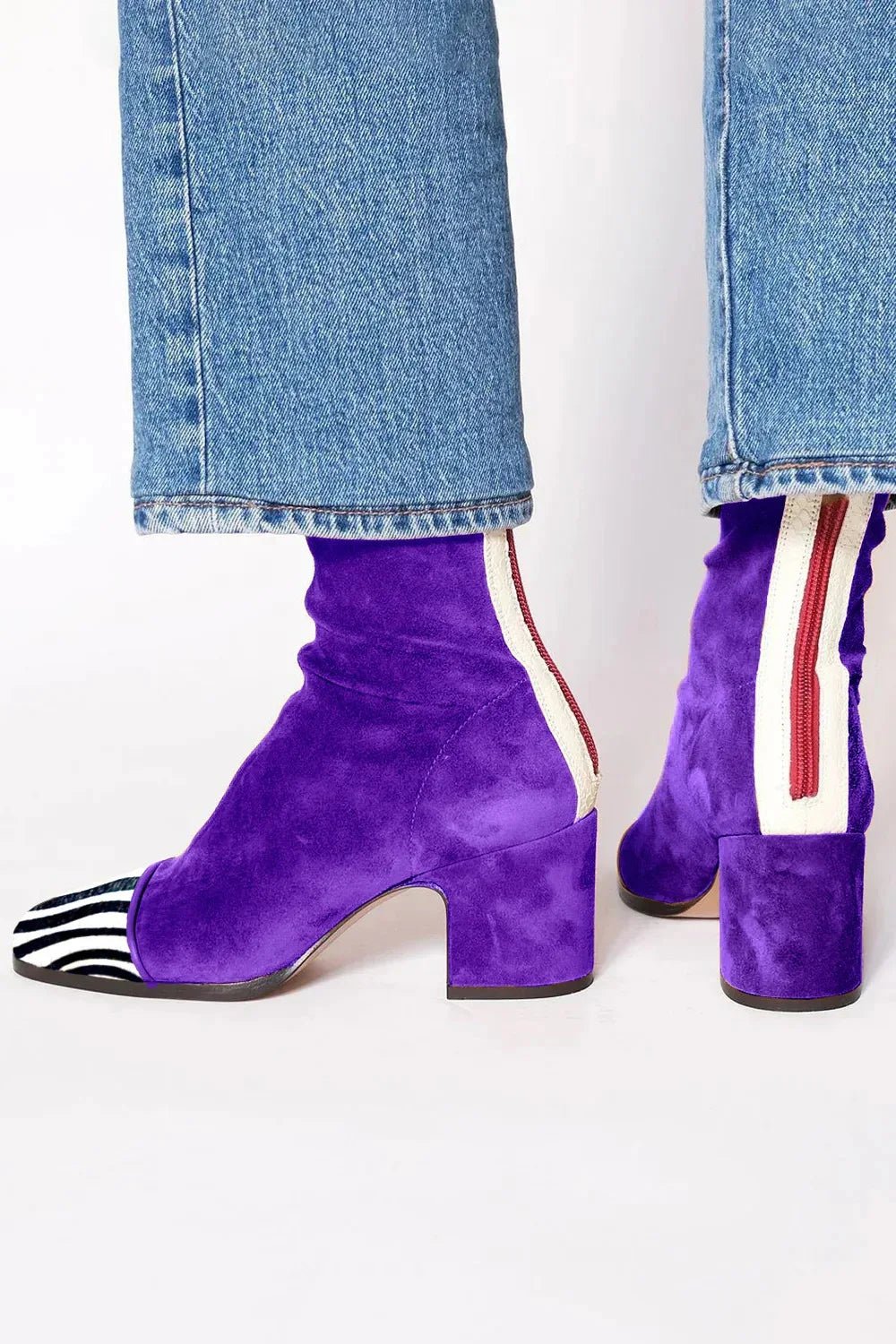 Ella | Dame Firkantede Tå Blok Hæl Ankelstøvler