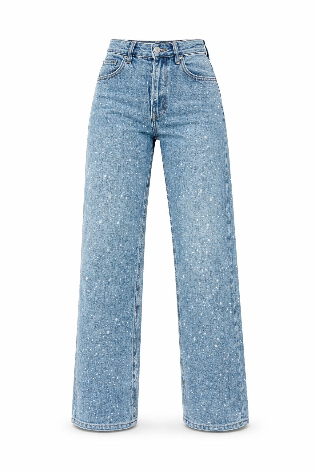 Isabella | Dame High-Waist Straight-Leg Glitter Denim Jeans