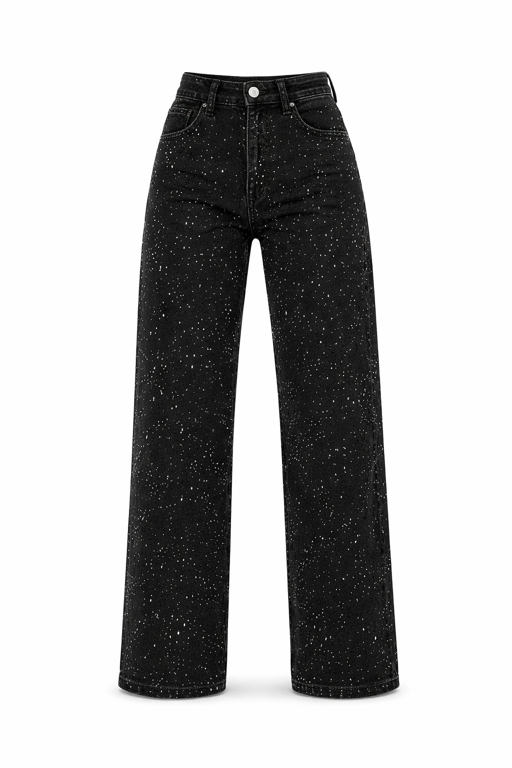Isabella | Dame High-Waist Straight-Leg Glitter Denim Jeans