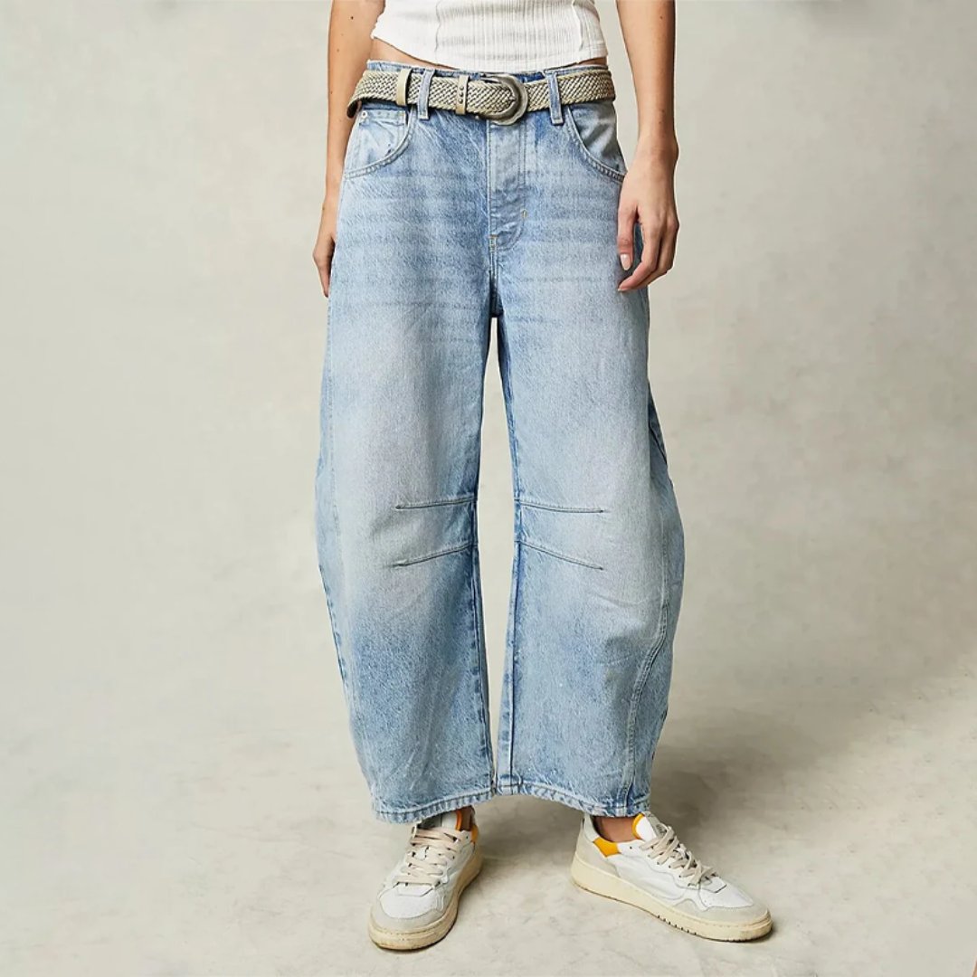 Ida | Dame Højtaljede Barrel-Leg Jeans Afslappet Pasform