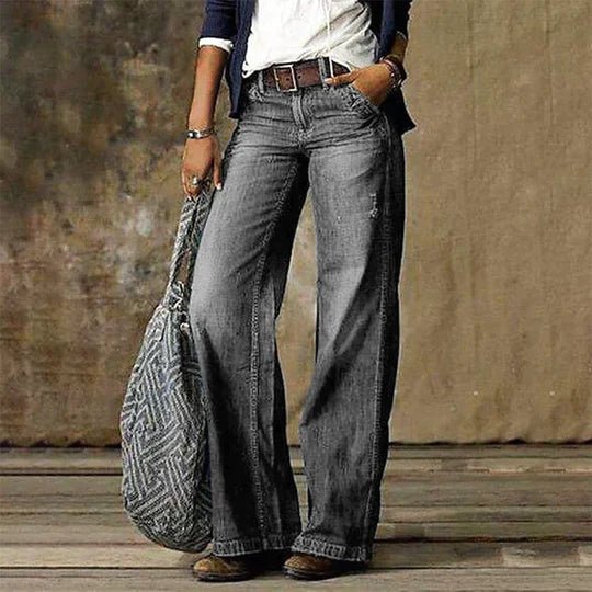 Isabella | Dame Højtaljede Wide-Leg Retro Jeans Bomuld Elastan