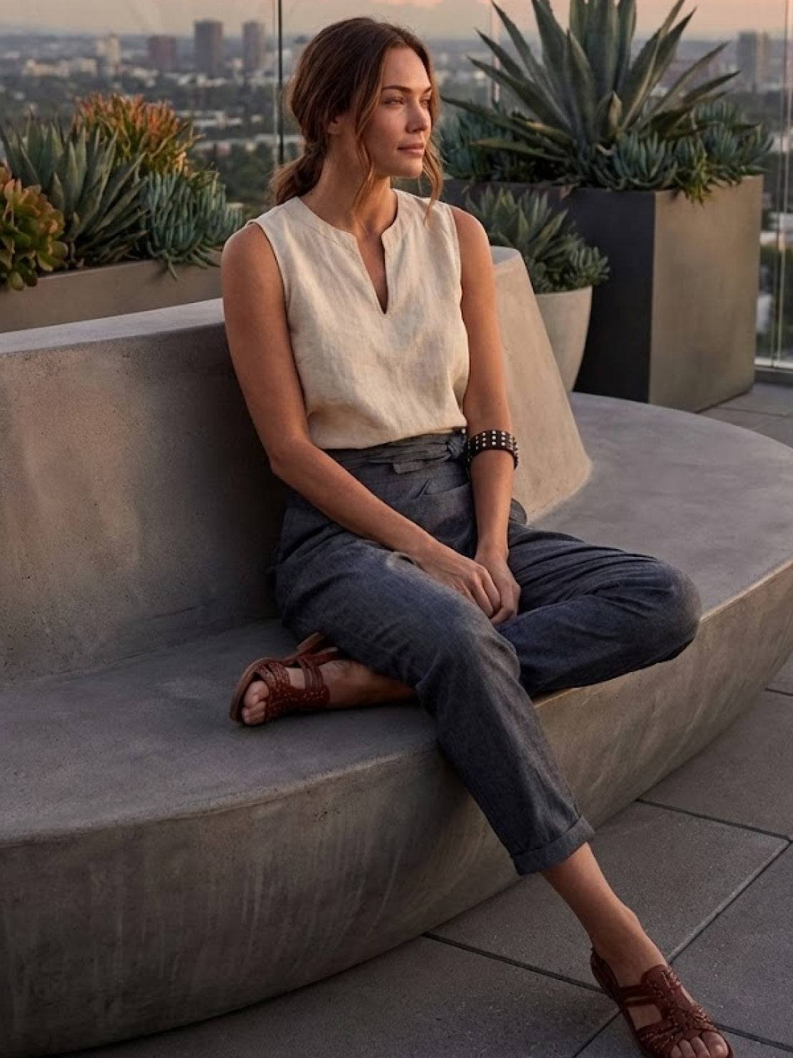 Mathilde | Dame Højtaljede Wrap-Front Afsmalnende Cropped Bukser