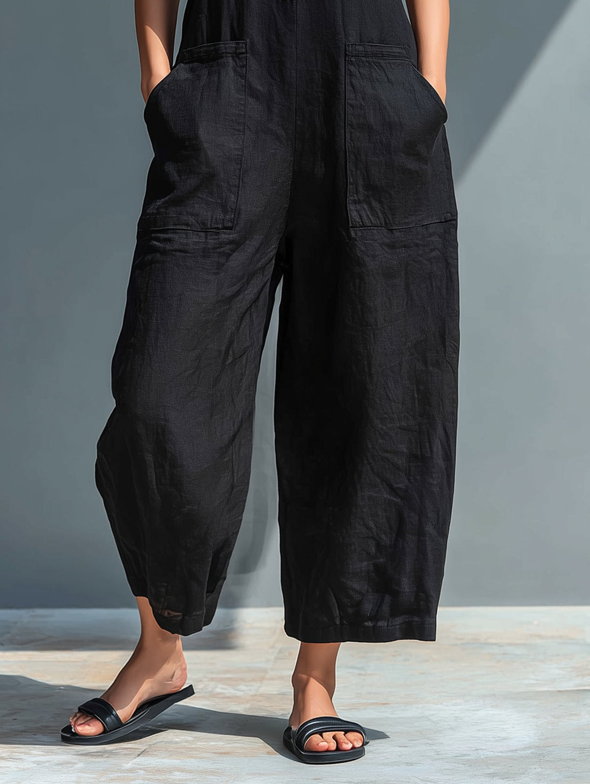 Laura | Dame Jumpsuit Hørblanding Ærmeløs Afslappet Pasform