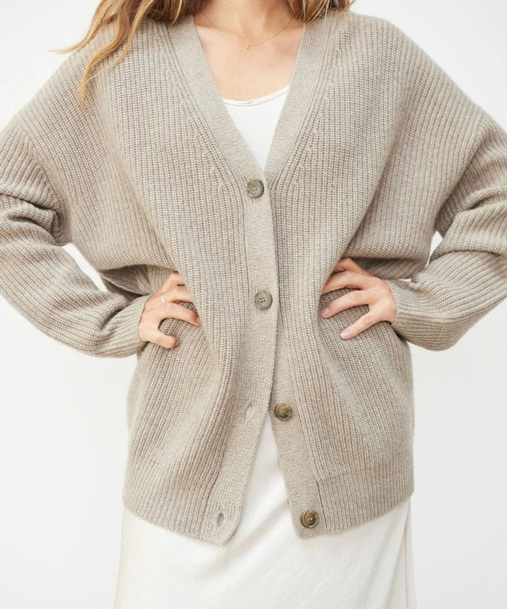 Astrid | Dame Kashmir V-hals Strikket Cardigan Klassisk Pasform