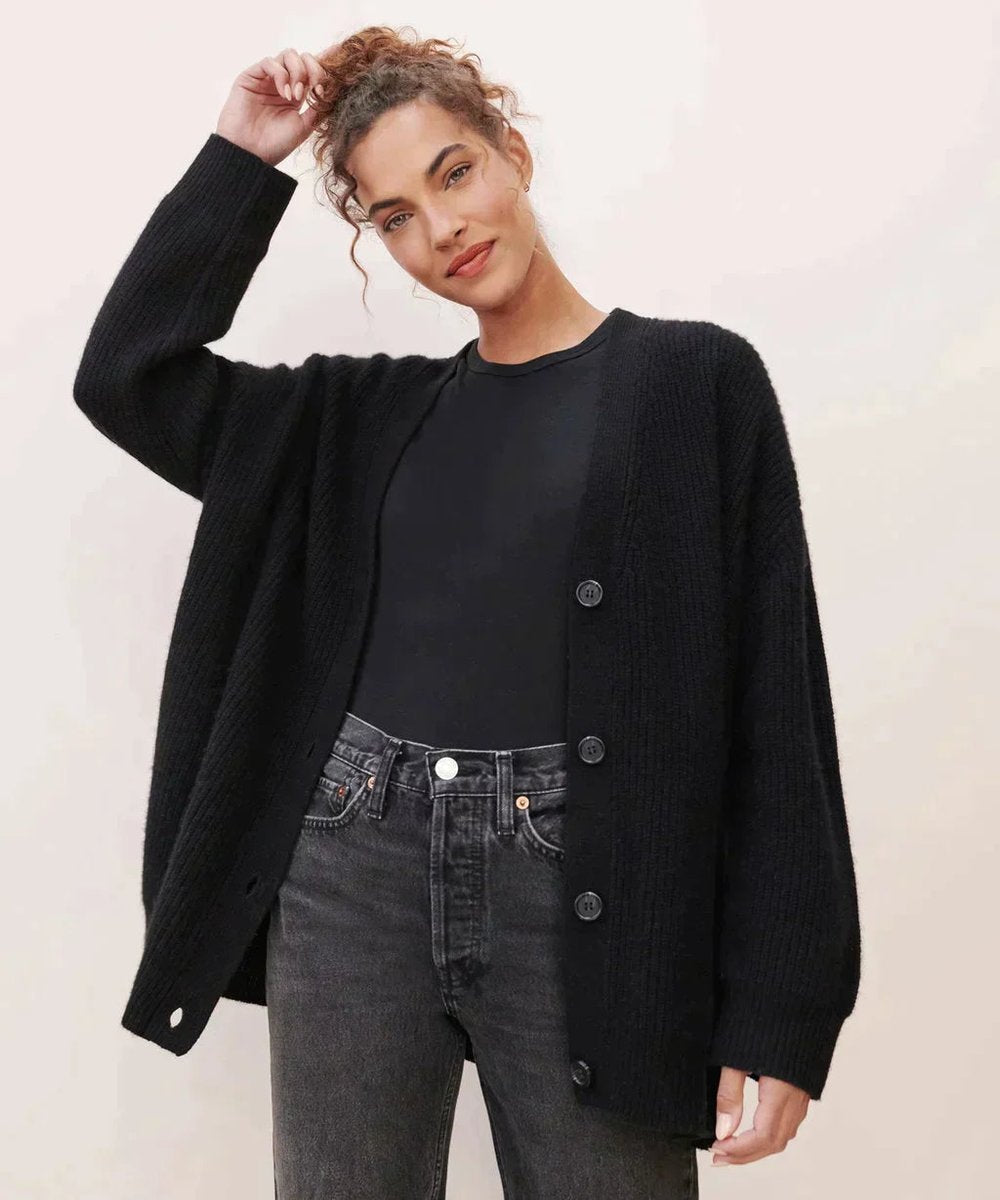 Astrid | Dame Kashmir V-hals Strikket Cardigan Klassisk Pasform