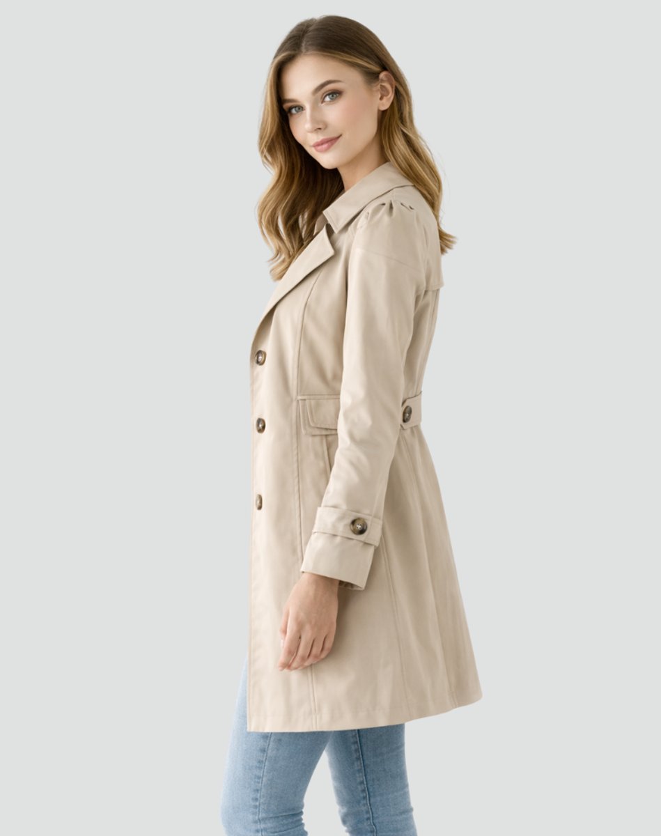 Nora | Dame Klassisk Midlang Trench Coat Skræddersyet Revers