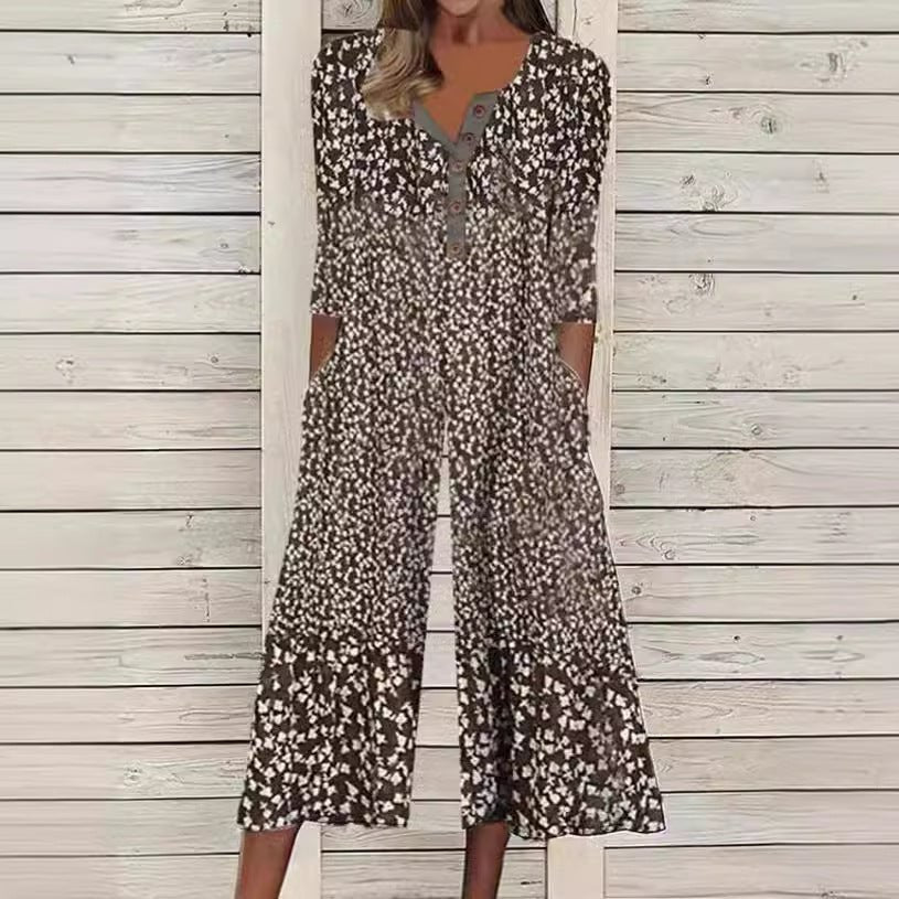 Agnes | Dame Kortærmet Bomulds Culotte Jumpsuit med Knaplukning