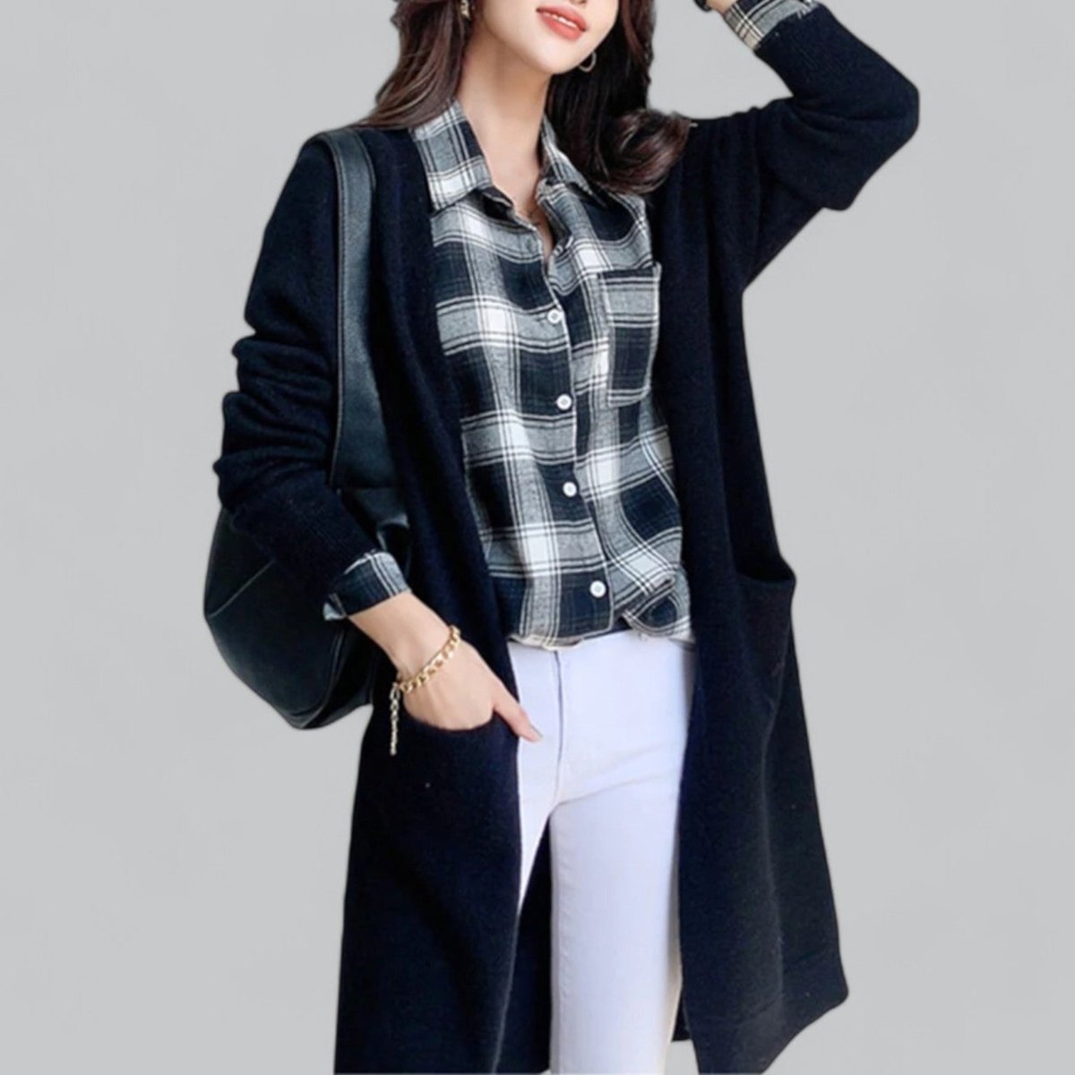 Mathilde | Dame Lang Strikket Cashmere Cardigan Oversize Pasform