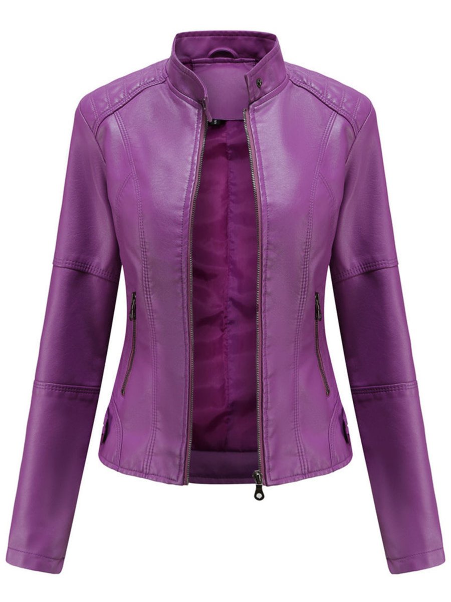 Maja | Dame Leather Jacket Skræddersyet Lynlås Biker Jakke