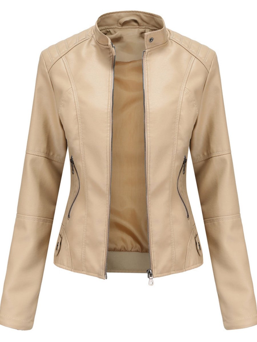 Maja | Dame Leather Jacket Skræddersyet Lynlås Biker Jakke