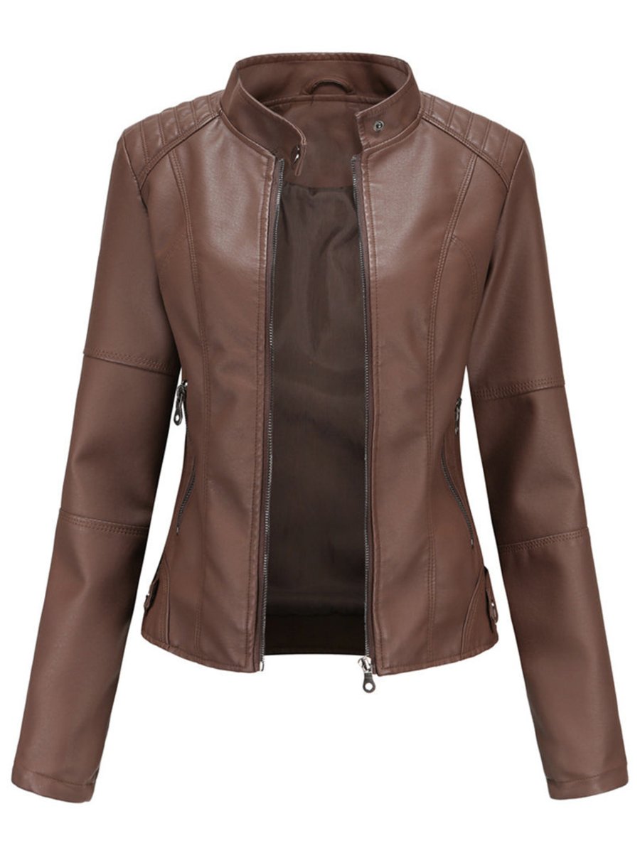 Maja | Dame Leather Jacket Skræddersyet Lynlås Biker Jakke