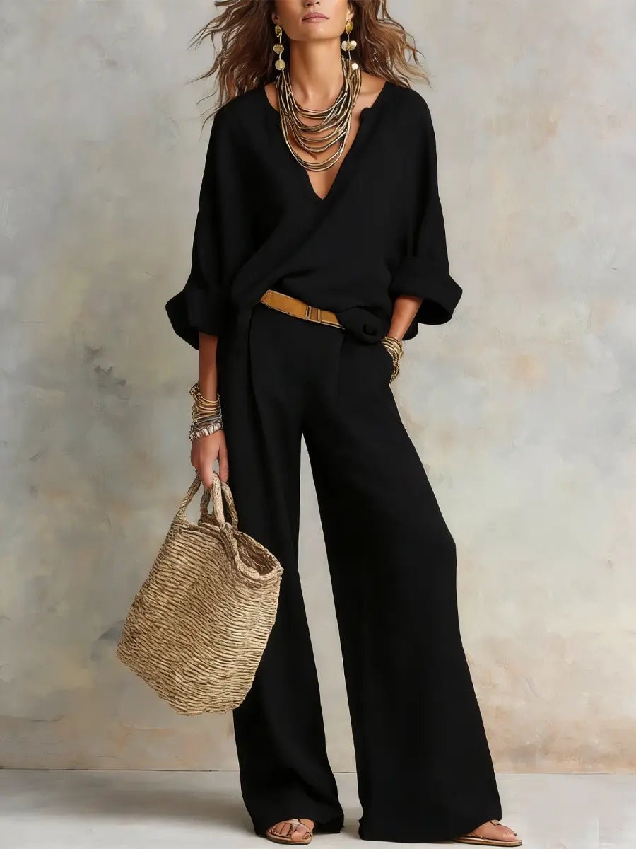 Clara | Dame Løst Hør Todelt Sæt Resort-wear