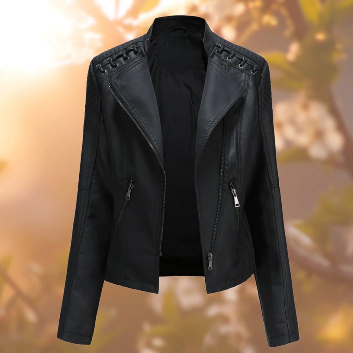 Clara | Dame Motorcykel Leather Jacket Lynlås Skindjakke