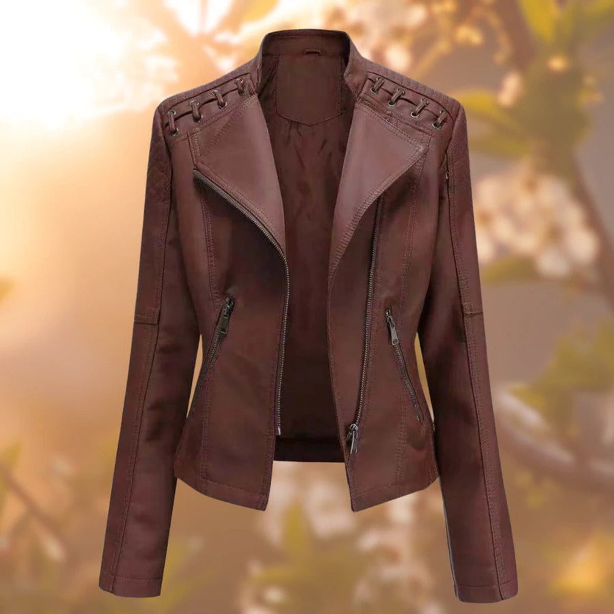 Clara | Dame Motorcykel Leather Jacket Lynlås Skindjakke