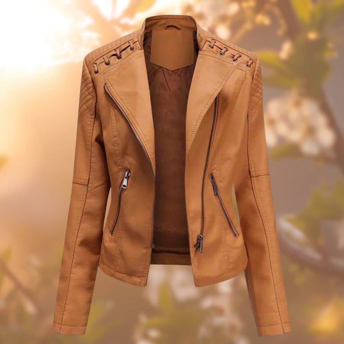 Clara | Dame Motorcykel Leather Jacket Lynlås Skindjakke