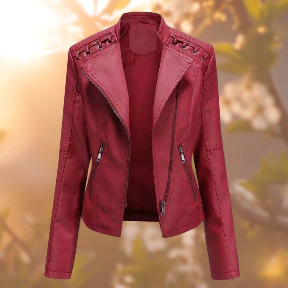Clara | Dame Motorcykel Leather Jacket Lynlås Skindjakke
