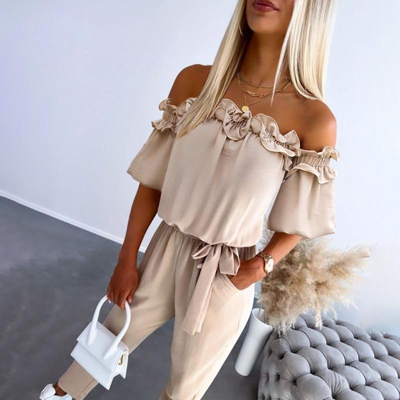Liv | Dame Off-Shoulder Frynse Bindebånd Jumpsuit
