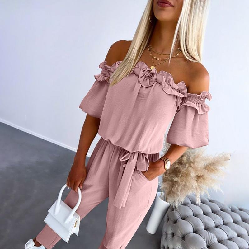 Liv | Dame Off-Shoulder Frynse Bindebånd Jumpsuit