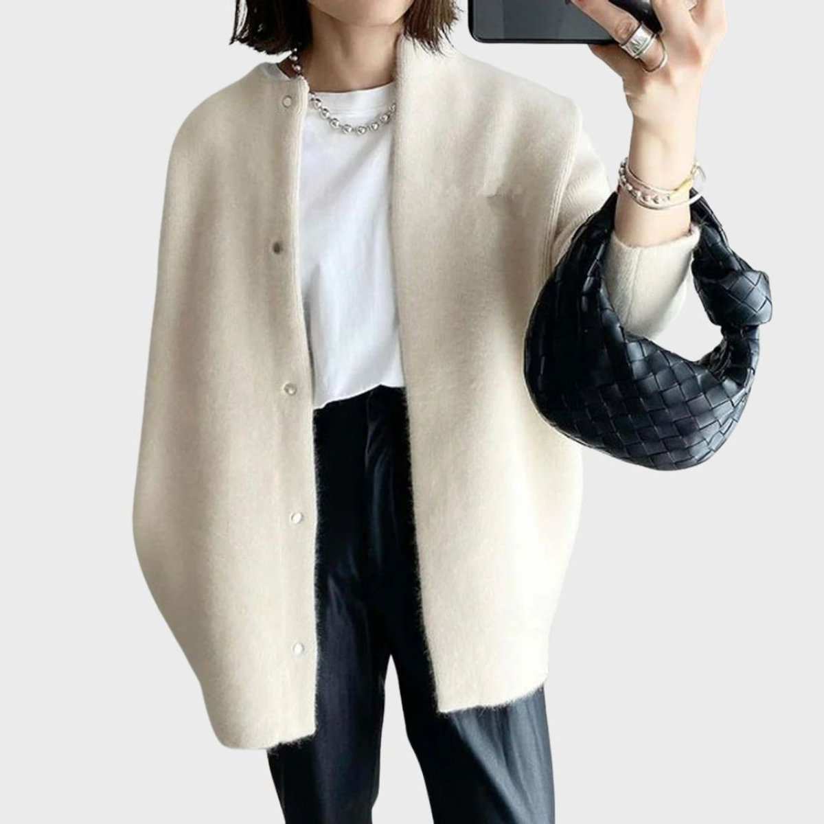 Olivia | Dame Oversized Cashmere Cardigan med Trykknapper