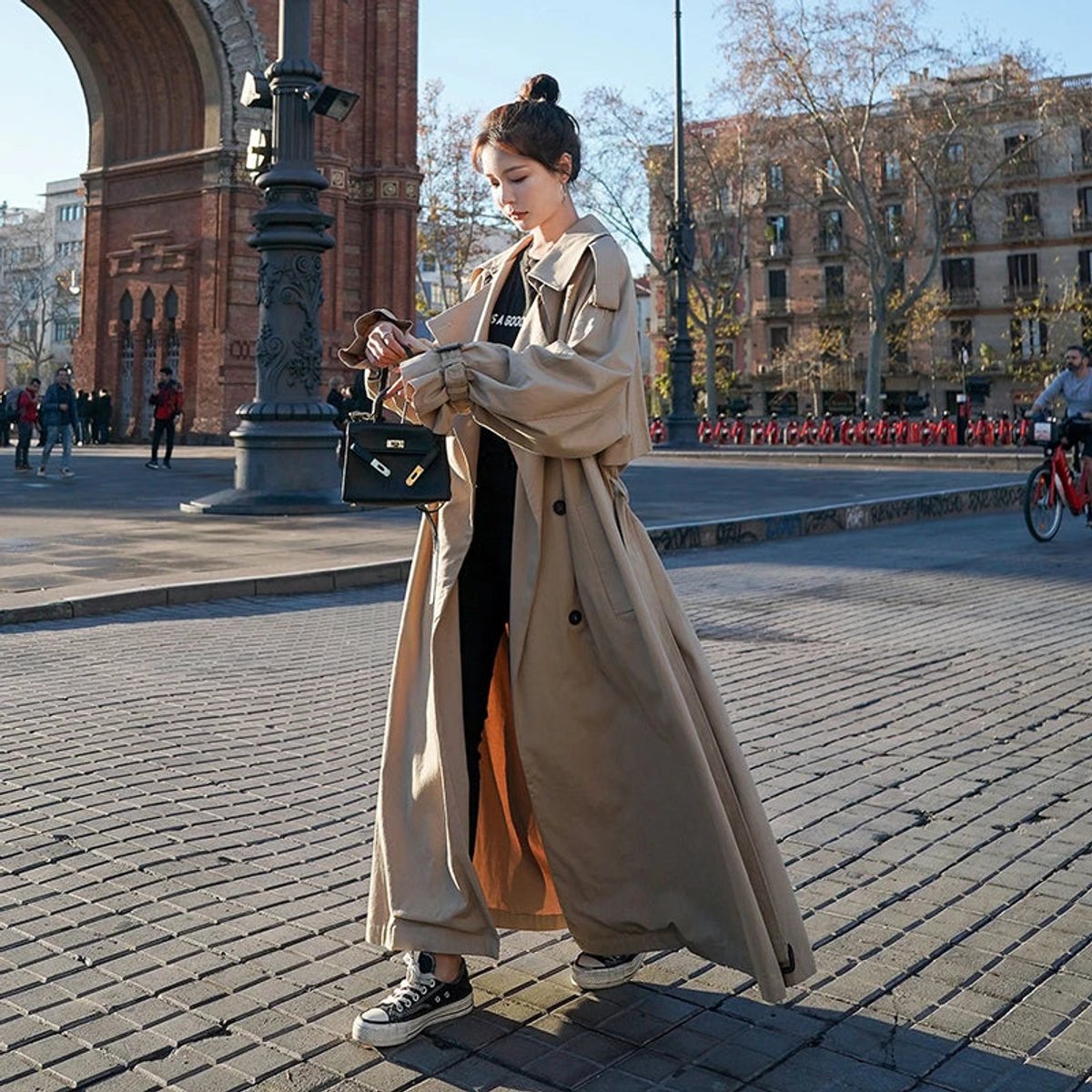 Clara | Dame Oversized Dobbeltknappet Maxi Trench Coat