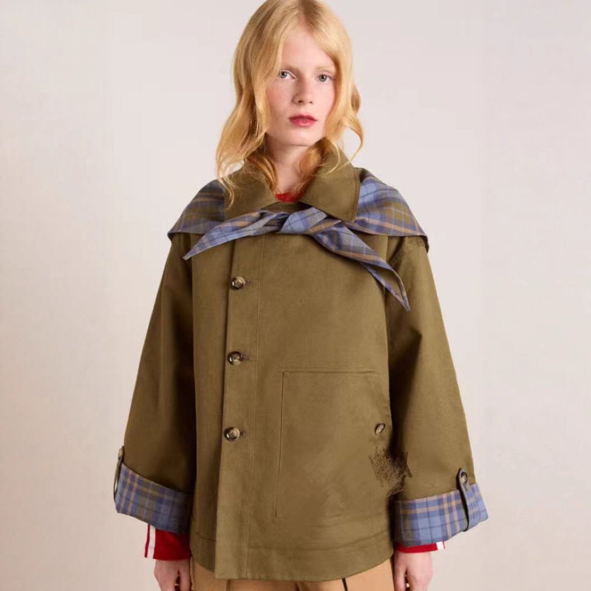 Sofia | Dame Oversized Dobbeltknappet Ternet Trench Coat